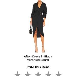 Veronica Beard Black Asymmetrical Wrap Dress with Tie Front